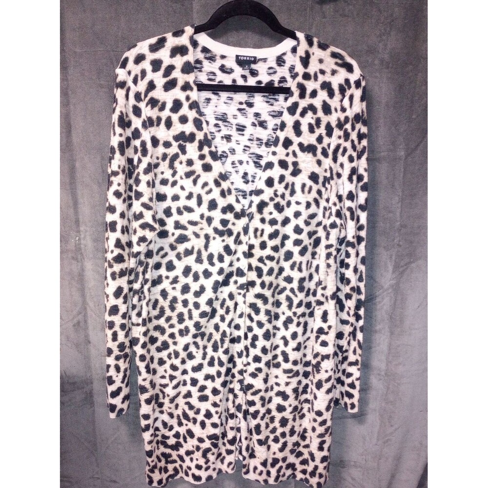 torrid Leopard Print Long Cardigan - Beige & Black Size 3X - Picture 3 of 6